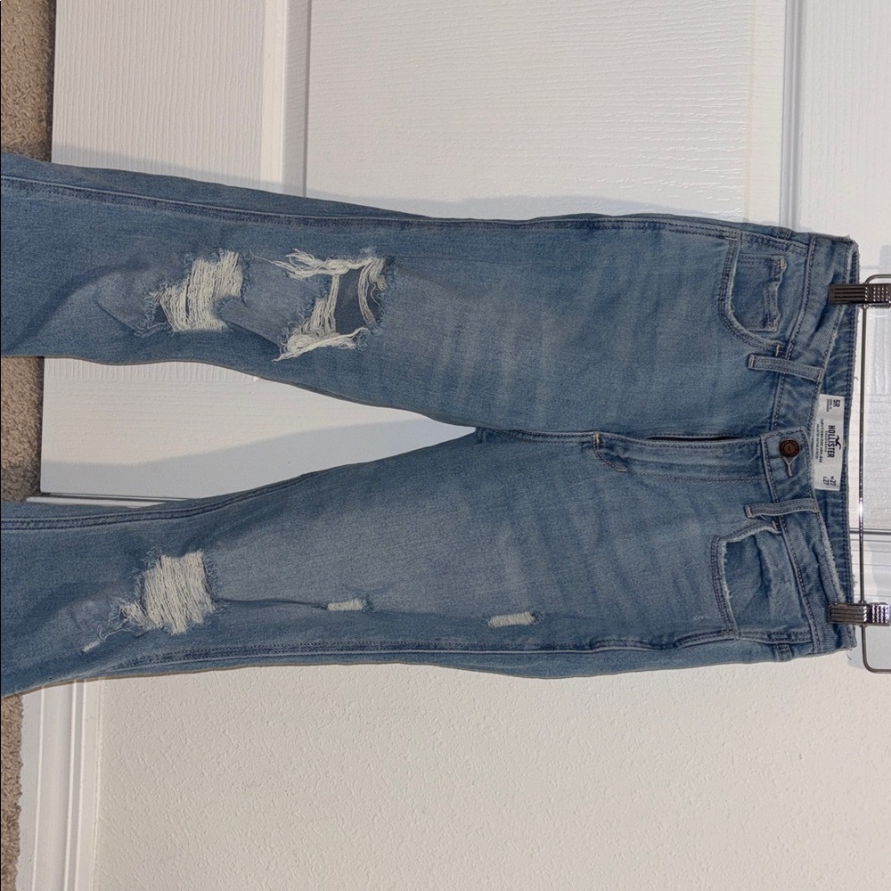 Hollister Women's Distressed Blue Boyfriend Jeans